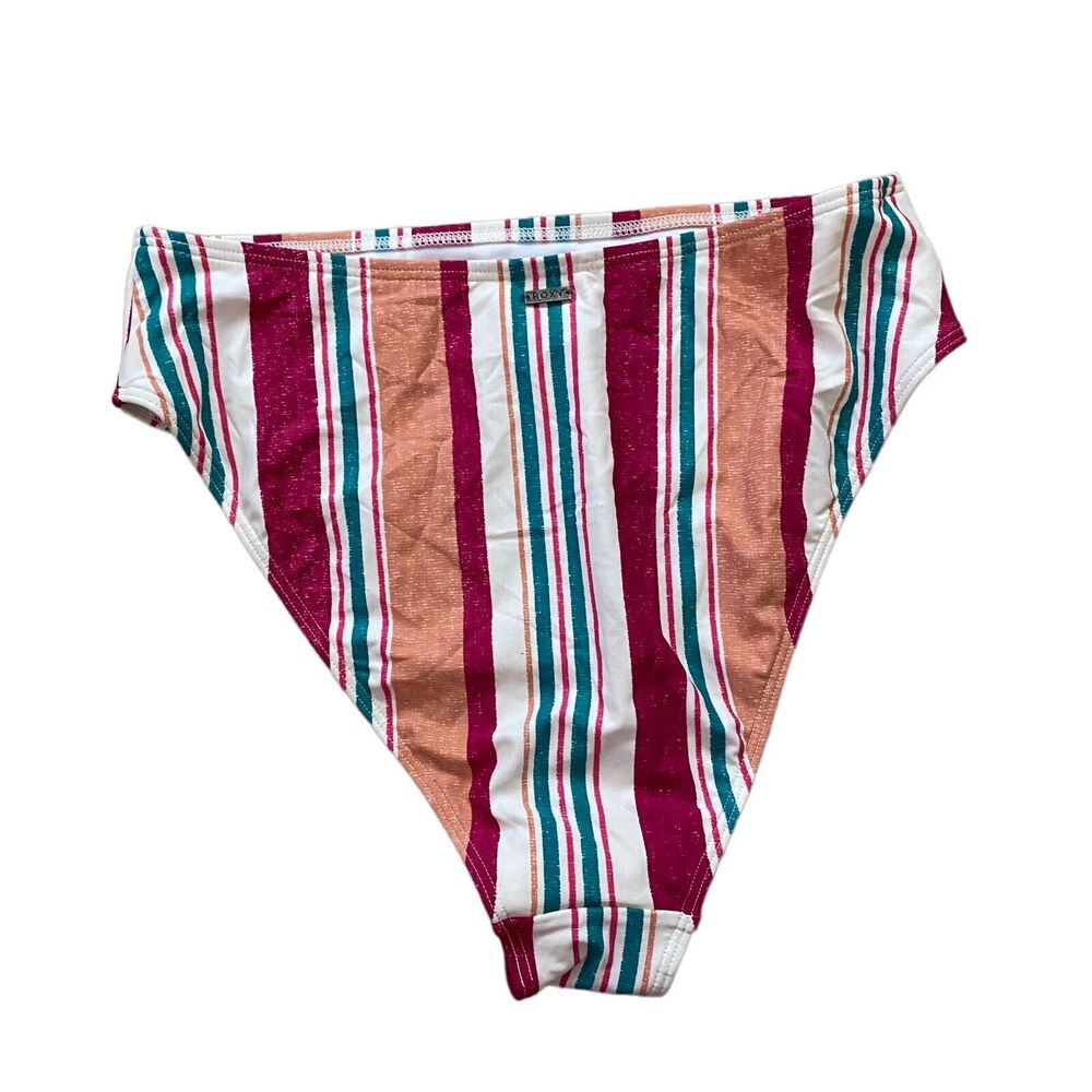 Roxy Medium Bikini Bottom High Waisted Striped Nw… - image 5